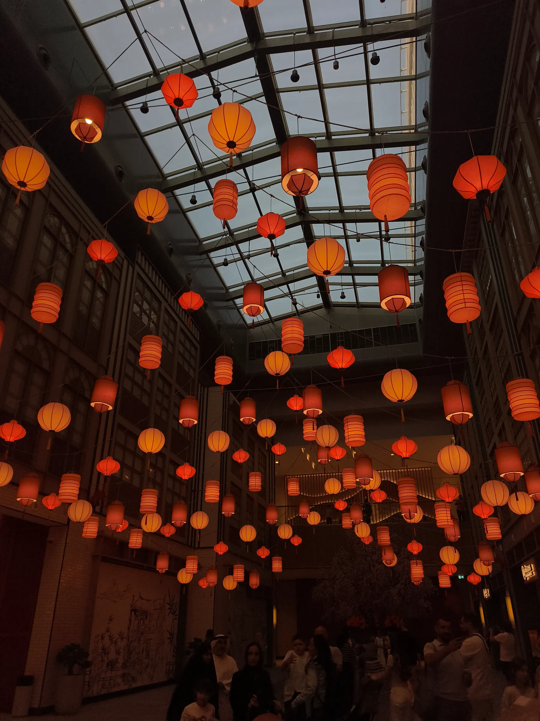 A ceiling full of paper lanterns